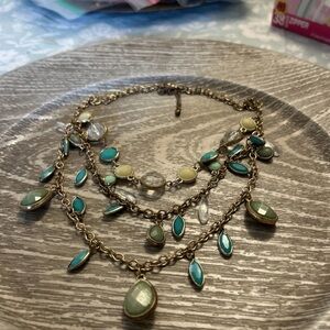 Chic Gold and Turquoise Layered Necklace